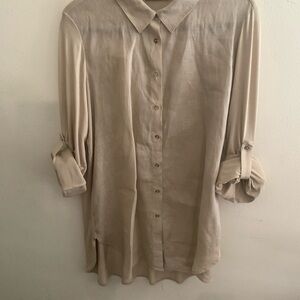 Calvin Klein Light Beige Button-Up Blouse